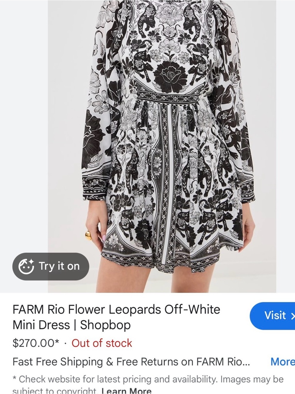 Farm Rio: High-Neck Long-Sleeve
Mini Dress - Picture 10 of 11